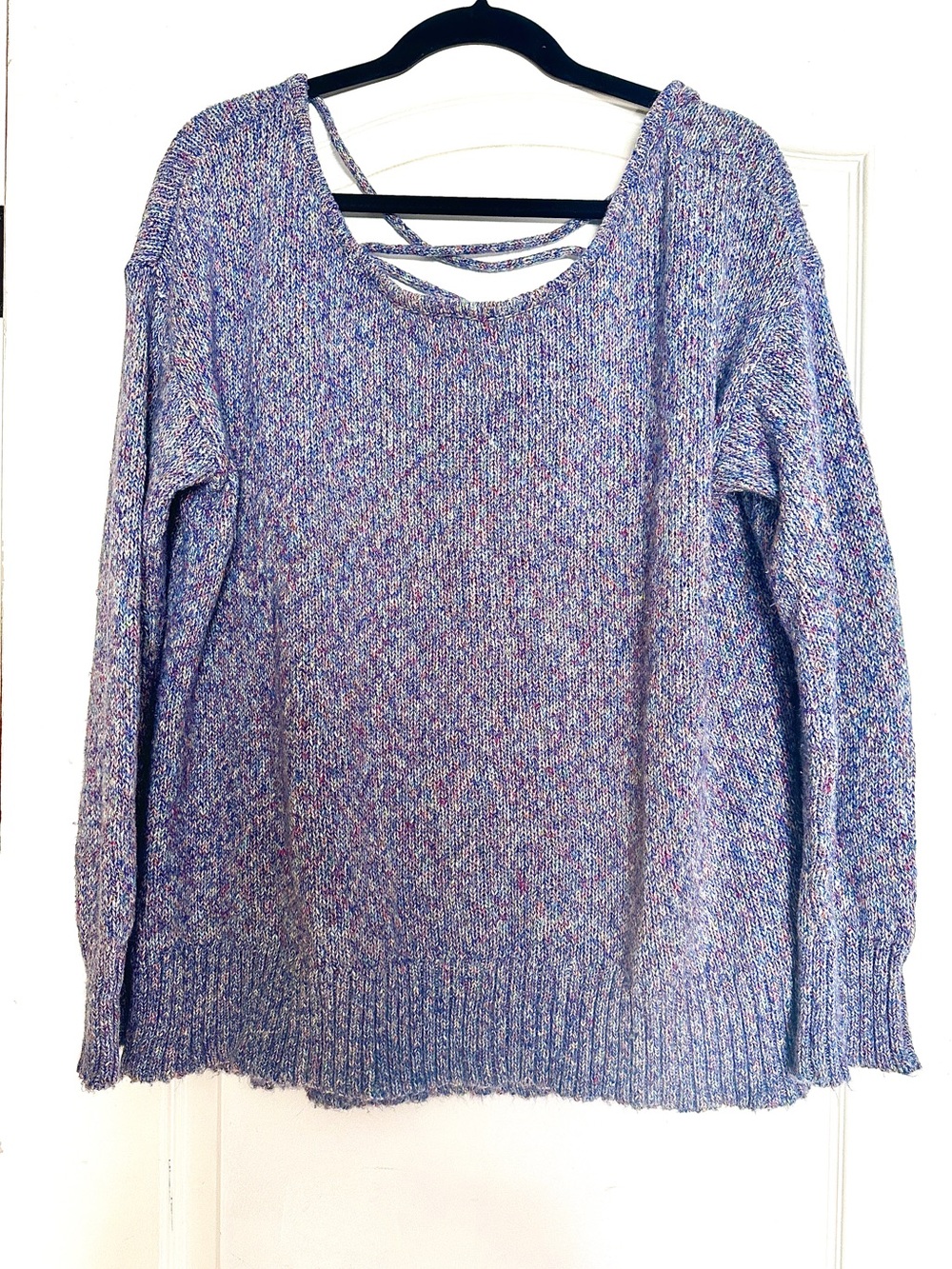 American Eagle Lavender Mix Women’s Sweater with Crisscross Back - Size XL